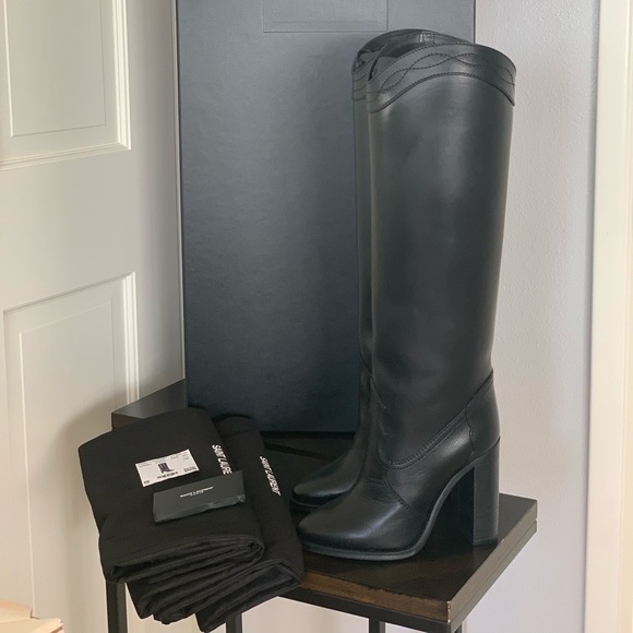 Saint laurent Kate 105 Model Tall Black Leather Boots (Size 37.5) - Picture 4 of 10